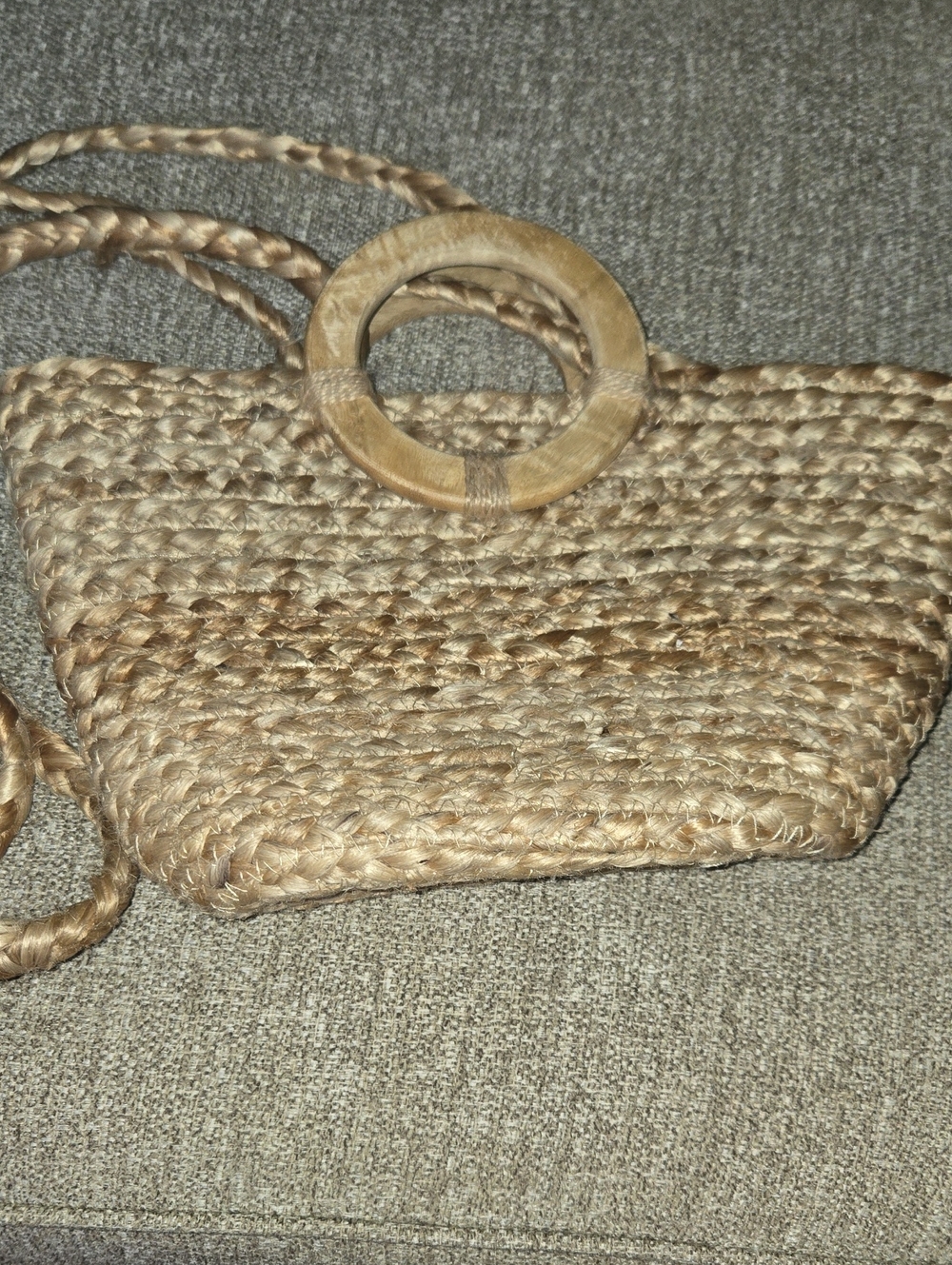 LOFT Natural Straw Tote with Wooden Ring Handle